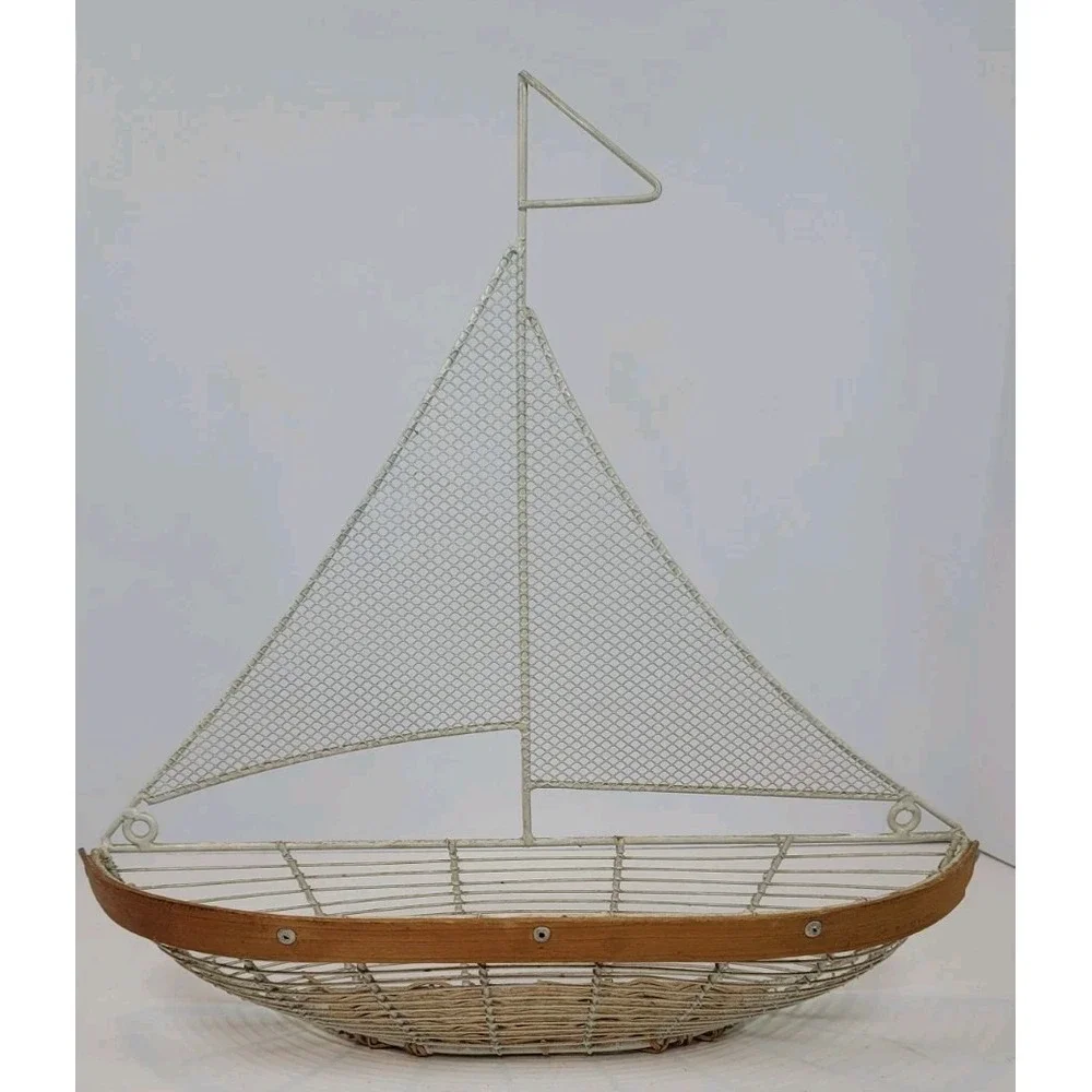 Home Decor Nautical Beach wire Ship Metal Wire basket Lot And Boat Picture Frame